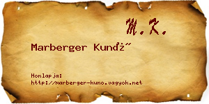 Marberger Kunó névjegykártya